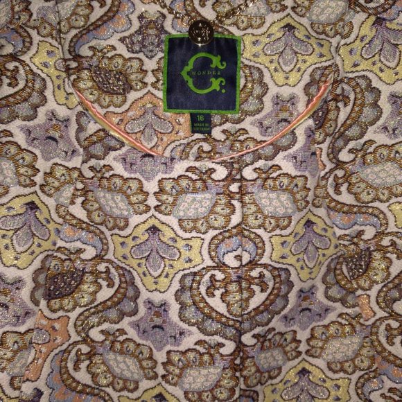 C Wonder Women’s Size 16 Brocade Blazer Jacket Metallic Tapestry Regencycore - Picture 2 of 8